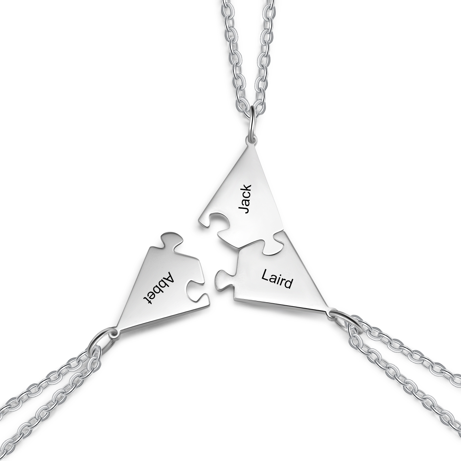 Collier d'amitié 3 pièces de puzzle 3 Prénoms