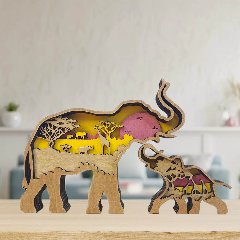 Bibelot En bois en Forme Eléphant sculpture 2 texte Personnalisé