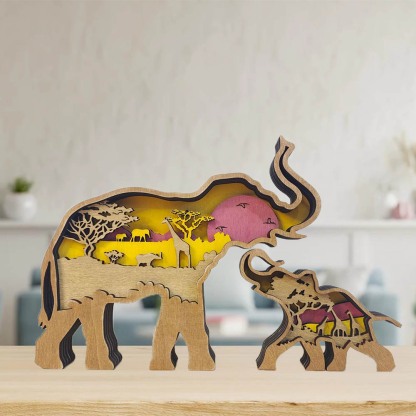 Bibelot En bois en Forme Eléphant sculpture 2 texte Personnalisé