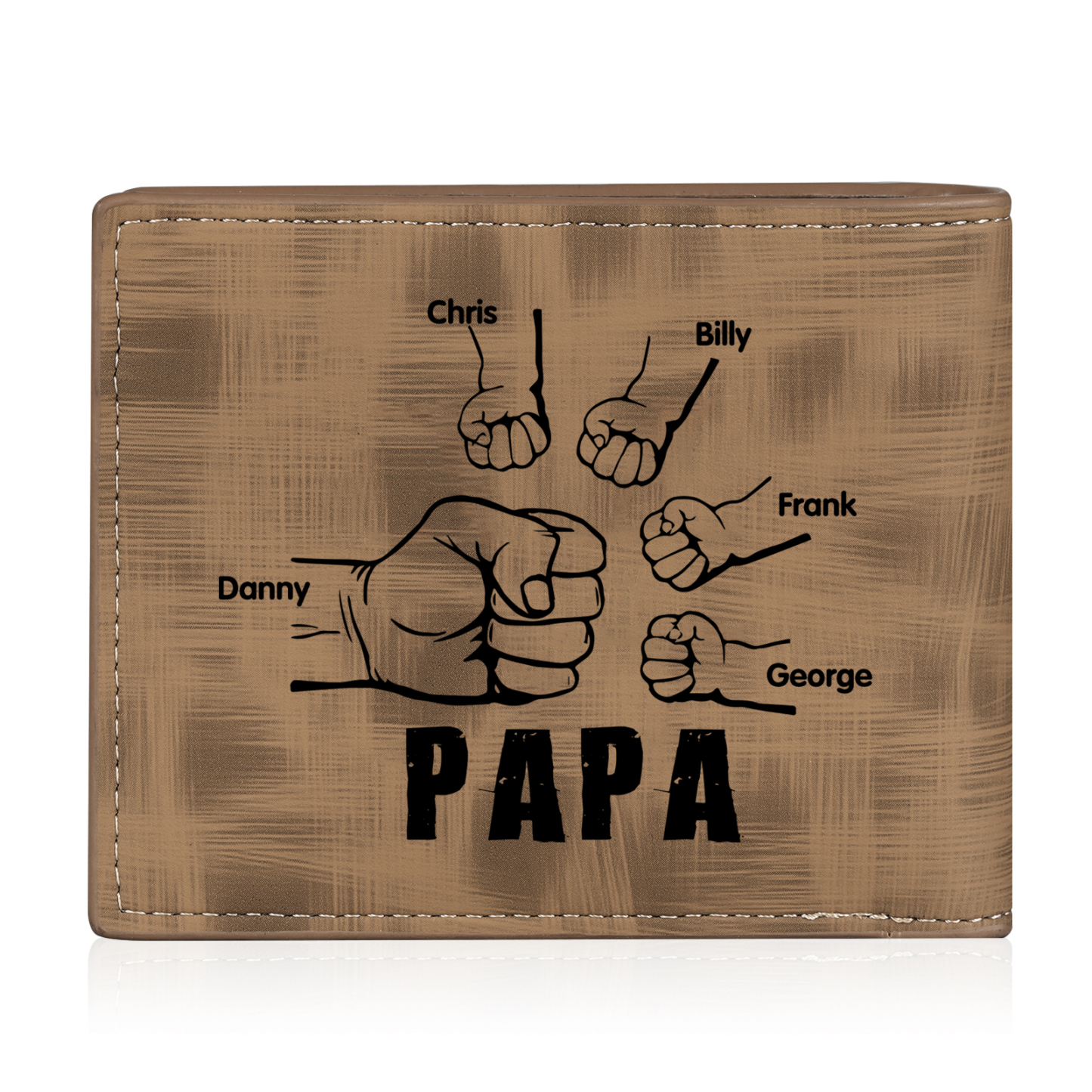 À mon Papa - Portefeuille Poings 5 Prénoms Personnalisés avec Photo Classique Homme Porte-Monnaie Carte