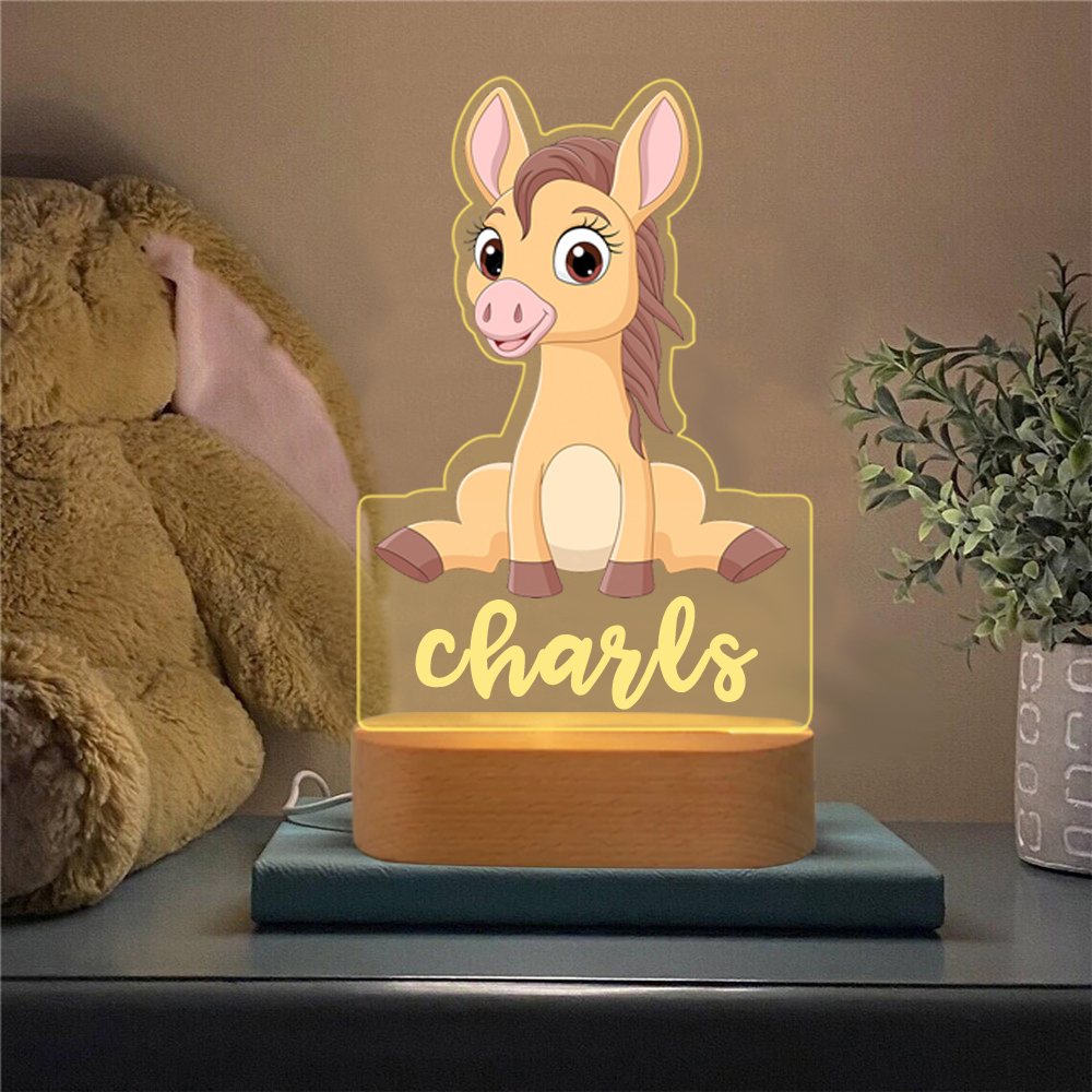 Lampe de chevet 27 animaux Prénom personnalisé LED Lumières 