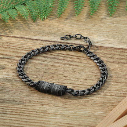 Homme Bracelet Personnalisés avec 2-5 Noms en acier inoxydable Bracelet Vintage pour Homme | Jessemade