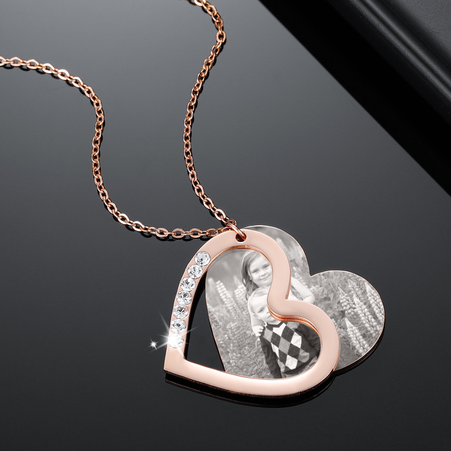 Collier Coeur Photo et Texte Personnalisé Pendentif pour Femme｜Jessemade