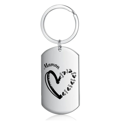 À Ma Maman - Porte-Clés Cœur 2-7 Noms Personnalisés