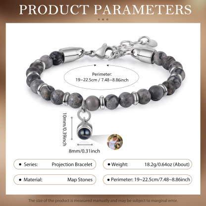 Bracelet Homme Projection de Pierres Photo Personnalisée
