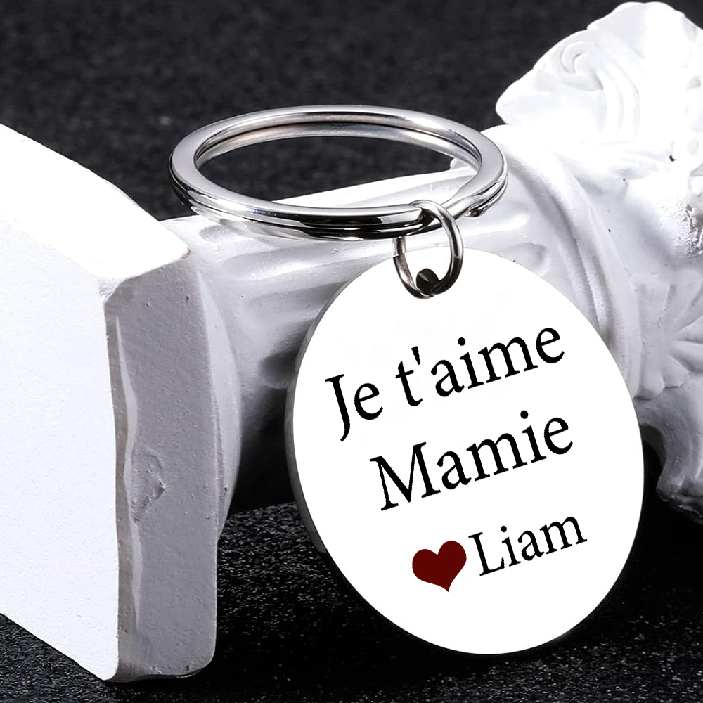 Porte-Clés 1 Prénom et Photo Personnalisés pour Mamie