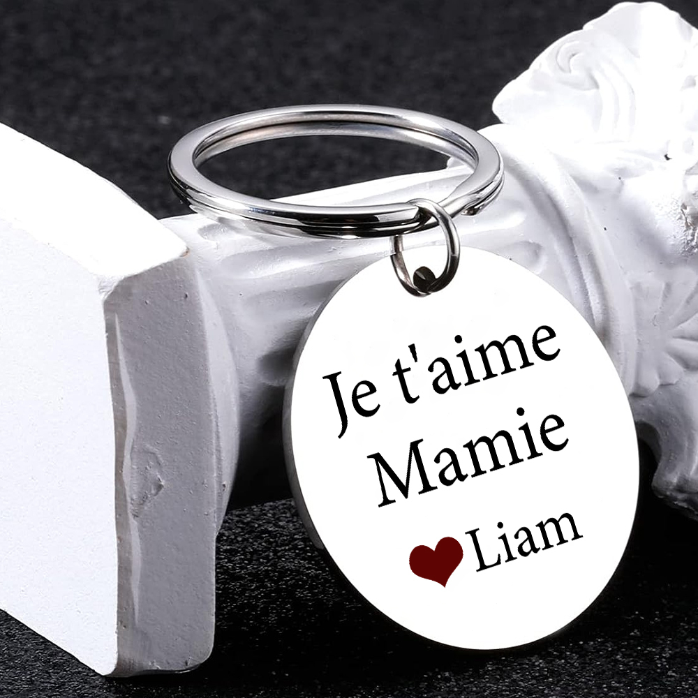 Porte-Clés 1 Prénom et Photo Personnalisés pour Mamie