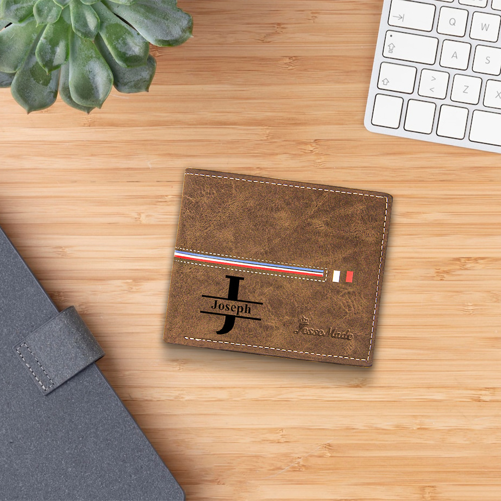 Portefeuille Classique 1 Prénom et Lettre Personnalisés avec Photo Porte-Monnaie Carte