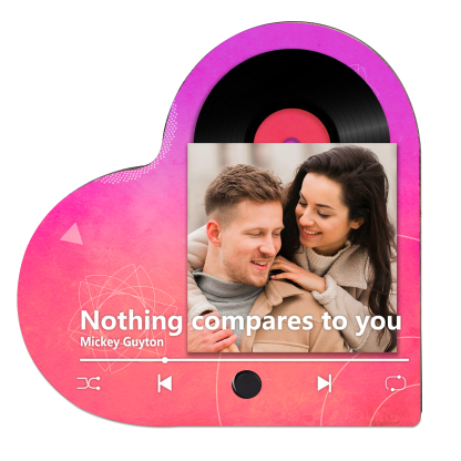 Aimant Frigo Musical en forme de Cœur Personnalisé avec 1 Photo Aimant De Réfrigérateur en bois pour Couple | Jessemade