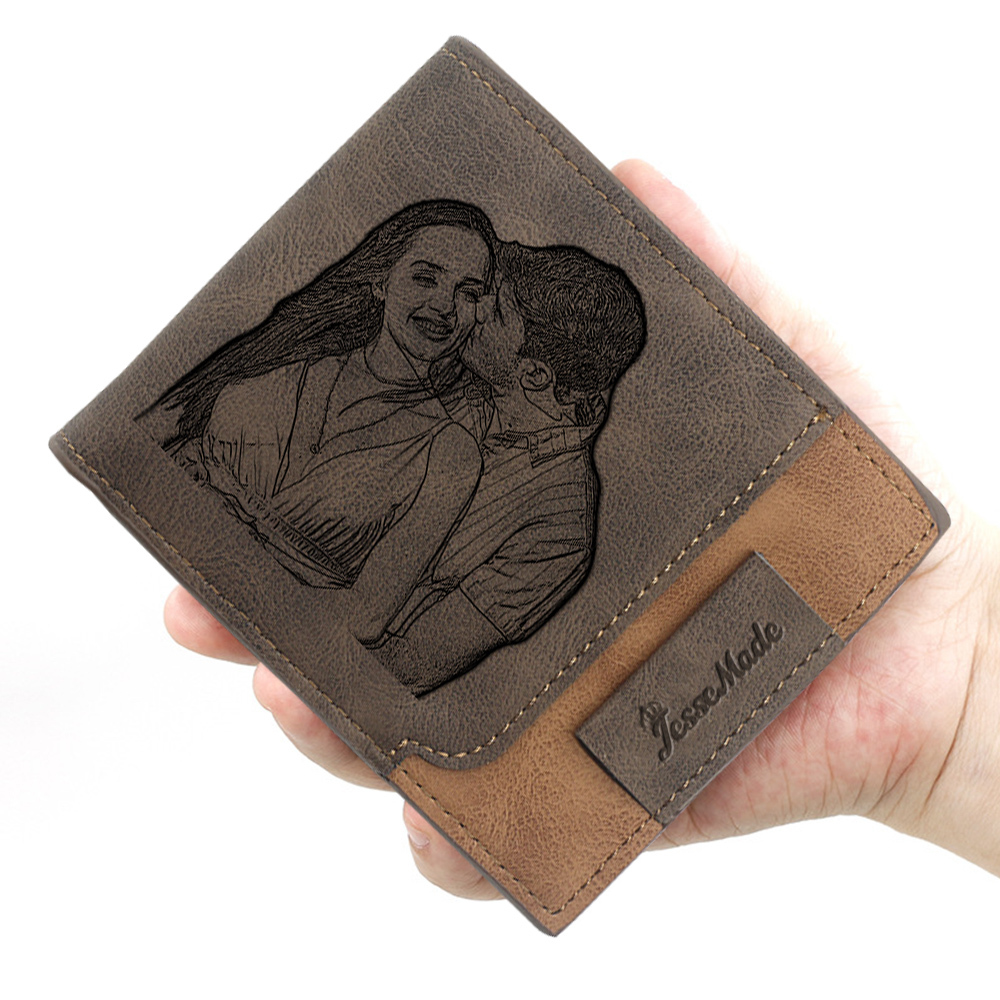 Portefeuille Classique 1 Prénom et Lettre Personnalisés avec Photo Porte-Monnaie Carte