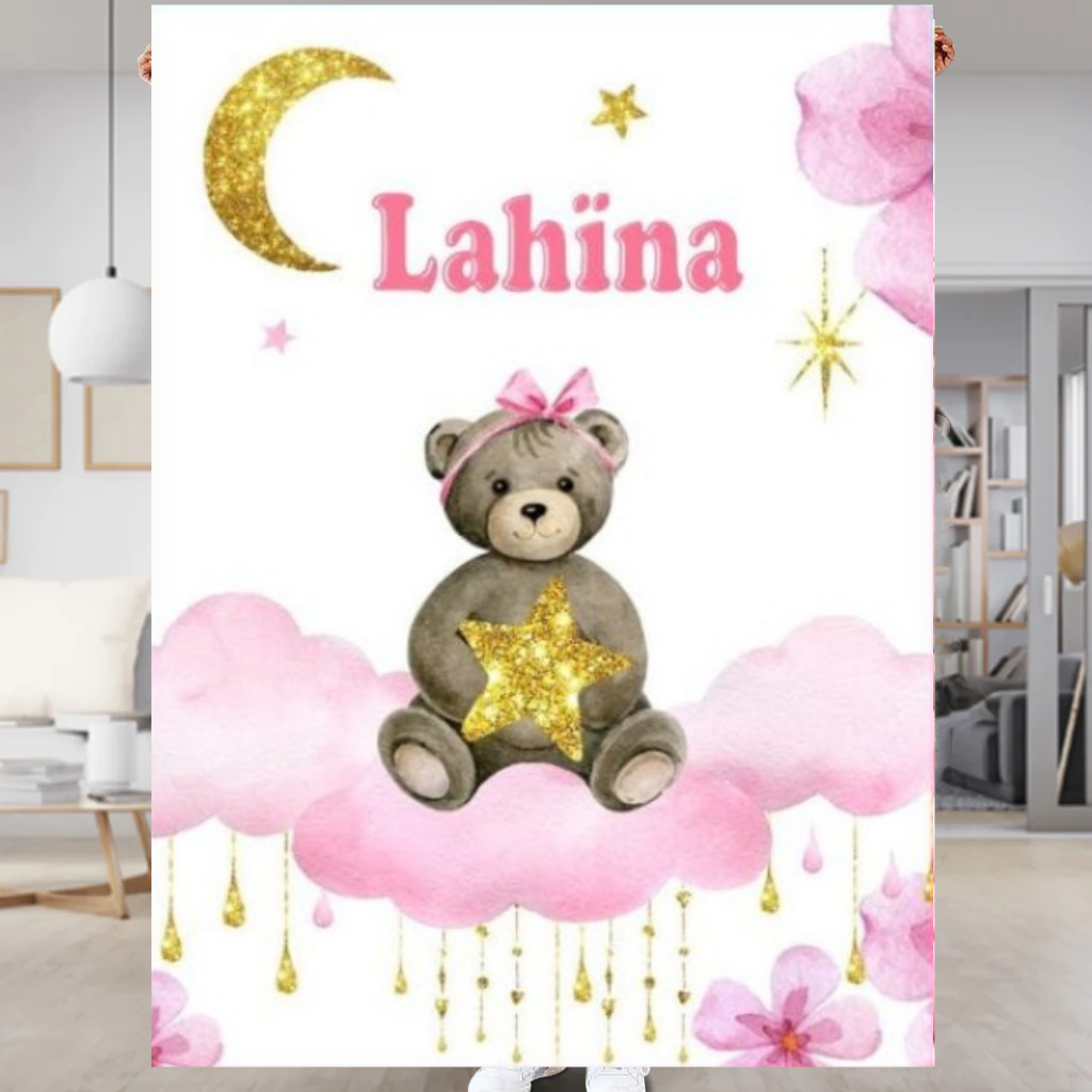 À Mon Bébé- Couverture plaids polaire Ours 1 Prénom Personnalisé Anniversaire de Bébé