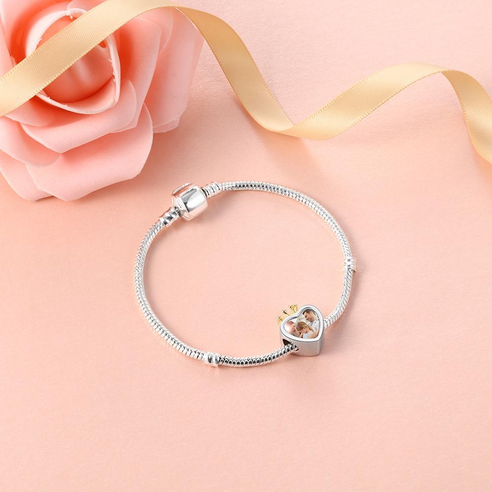 Charm Photo Personnalisé Cœur en Argent 925