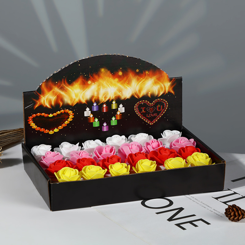 Bougie LED Fleur 2 pièces Cadeau Saint-Valentin Romantique