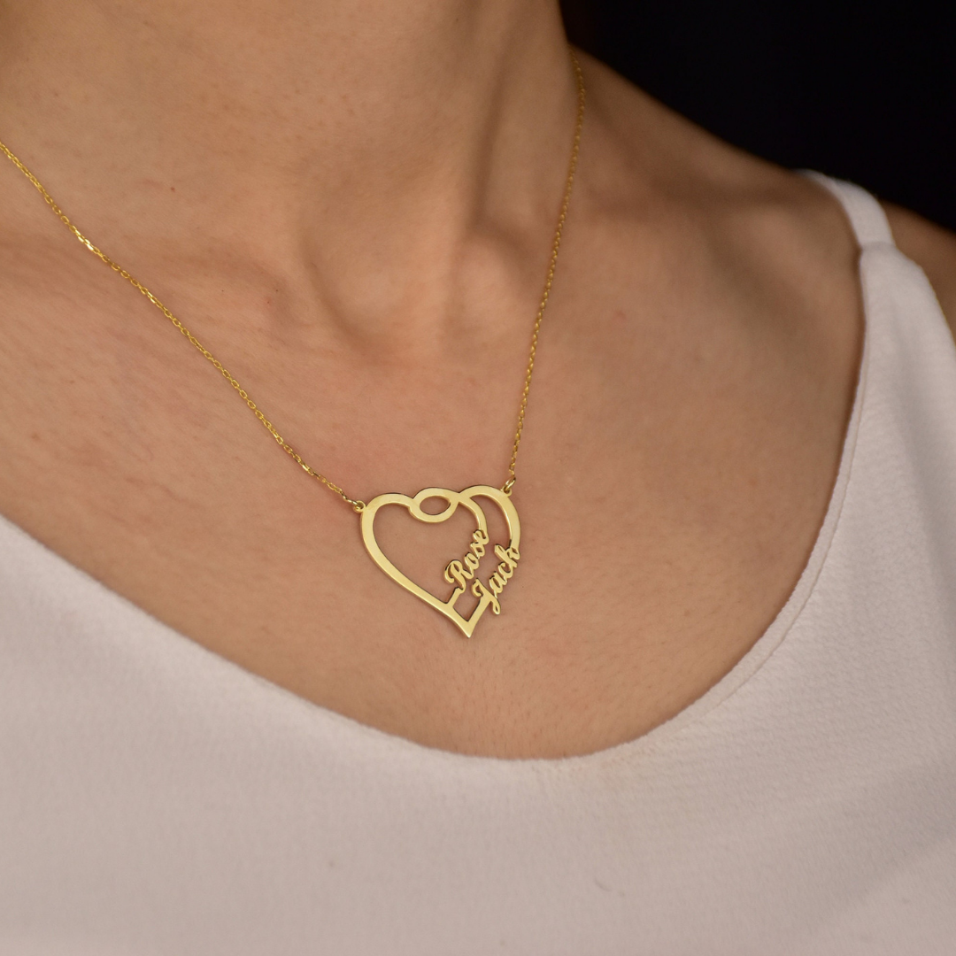 Collier Prénom Personnalisé En Argent 925 Pour Femmes avec 2 Prénoms