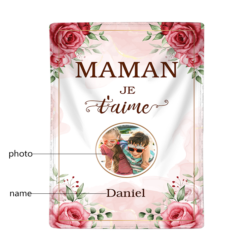 À ma Maman - Couverture Plaids Polaire 1 Prénom et Photo Personnalisés