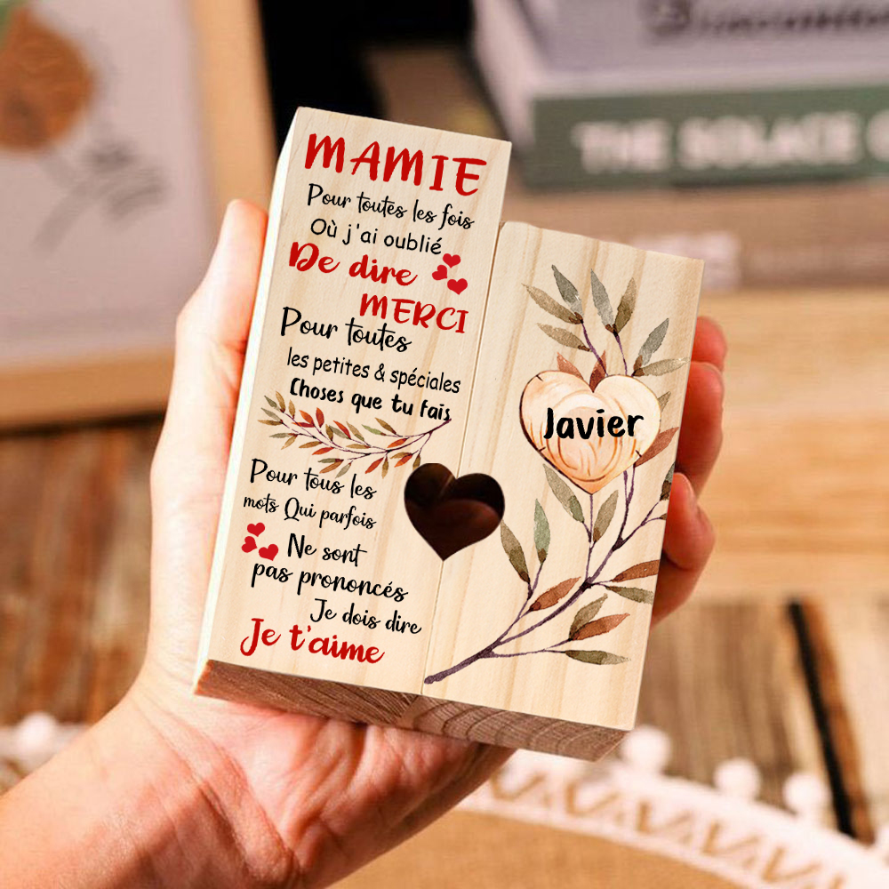 À Ma Mamie - Bougeoir en Bois 1 Prénom Personnalisé sans bougie