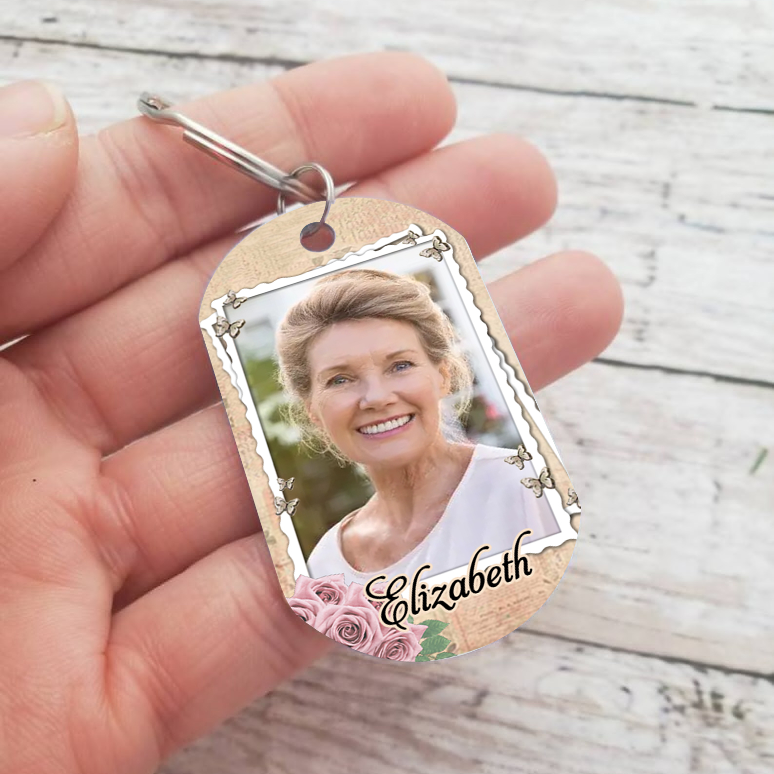 Porte-Clés Commémoratif 1 Prénom et Photo Personnalisés Le moment où ton coeur s'est arrêté le mien a changé pour toujours