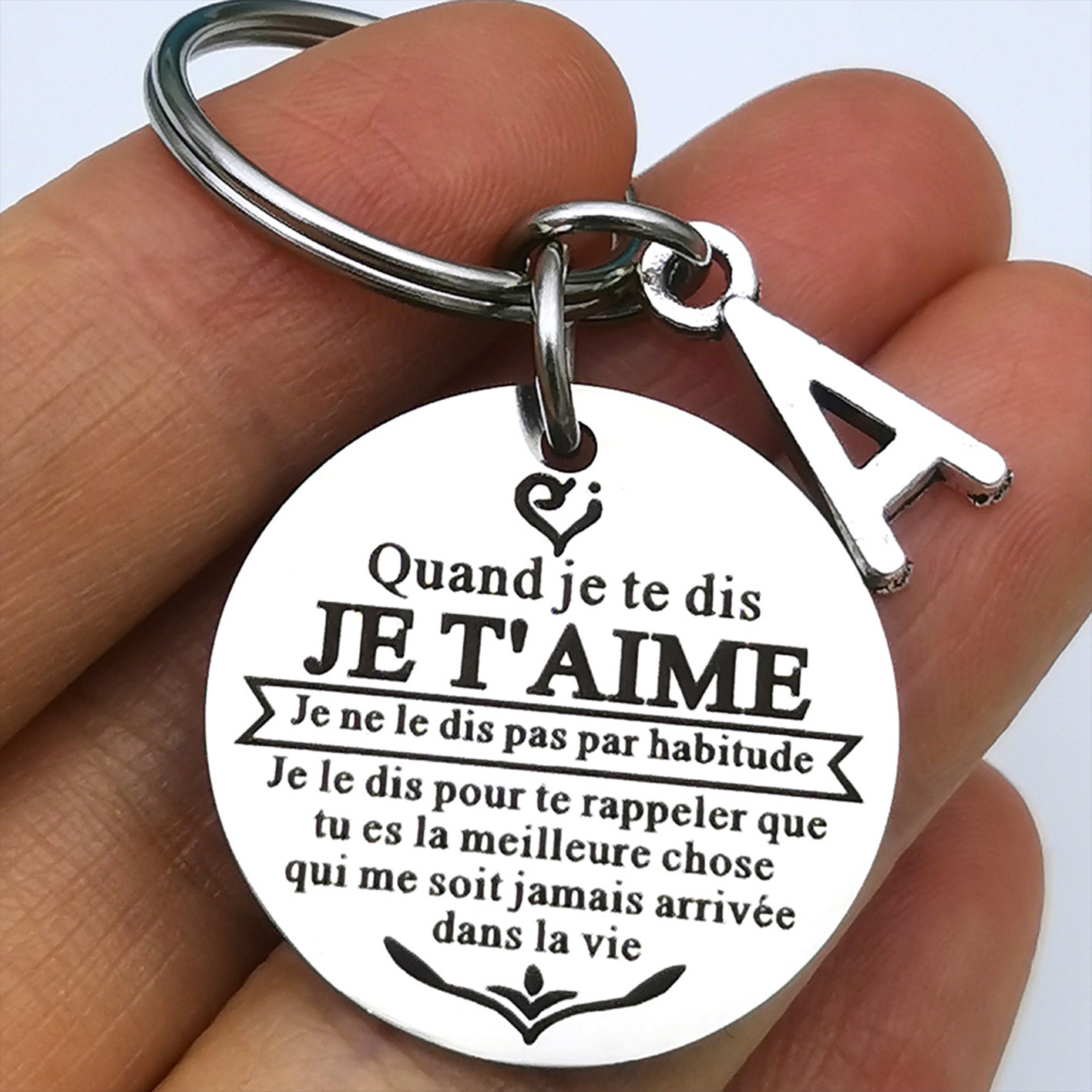 Porte-clés gravé personnalisé 1 lettre porte cles gravés | Jessemade