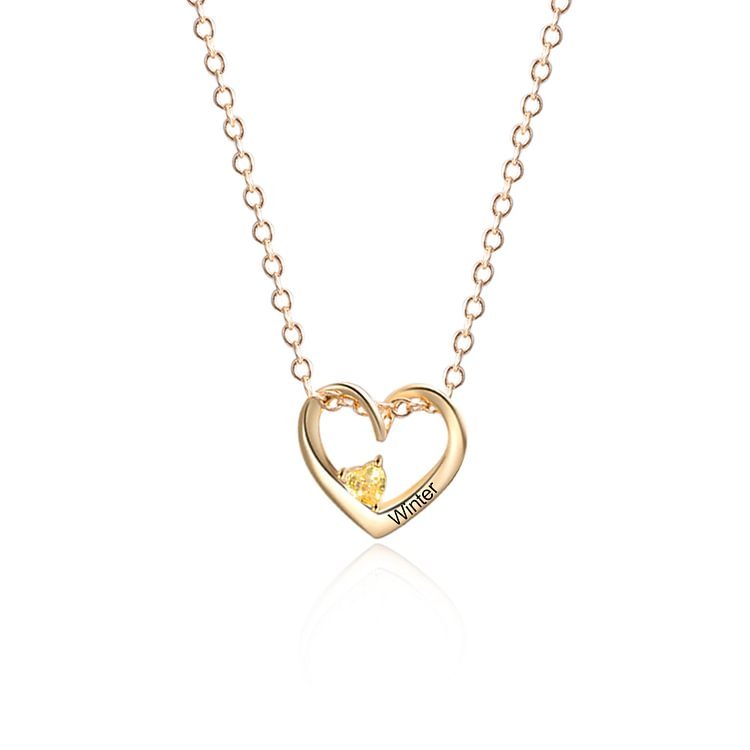 Collier Pendentif Cœur 1 Prénom Personnalisé avec Pierre de Naissance Collier Femmes