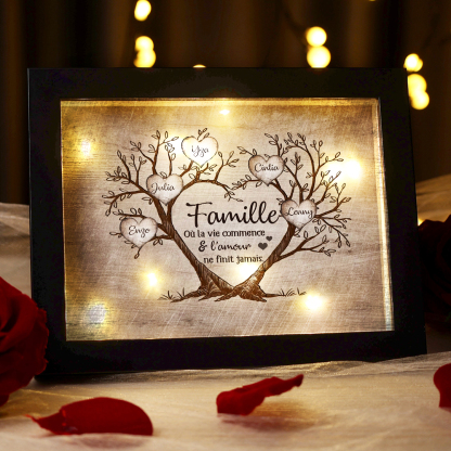 Cadre Photo LED Couple 3-6 Prénoms Personnalisés Arbre de vie