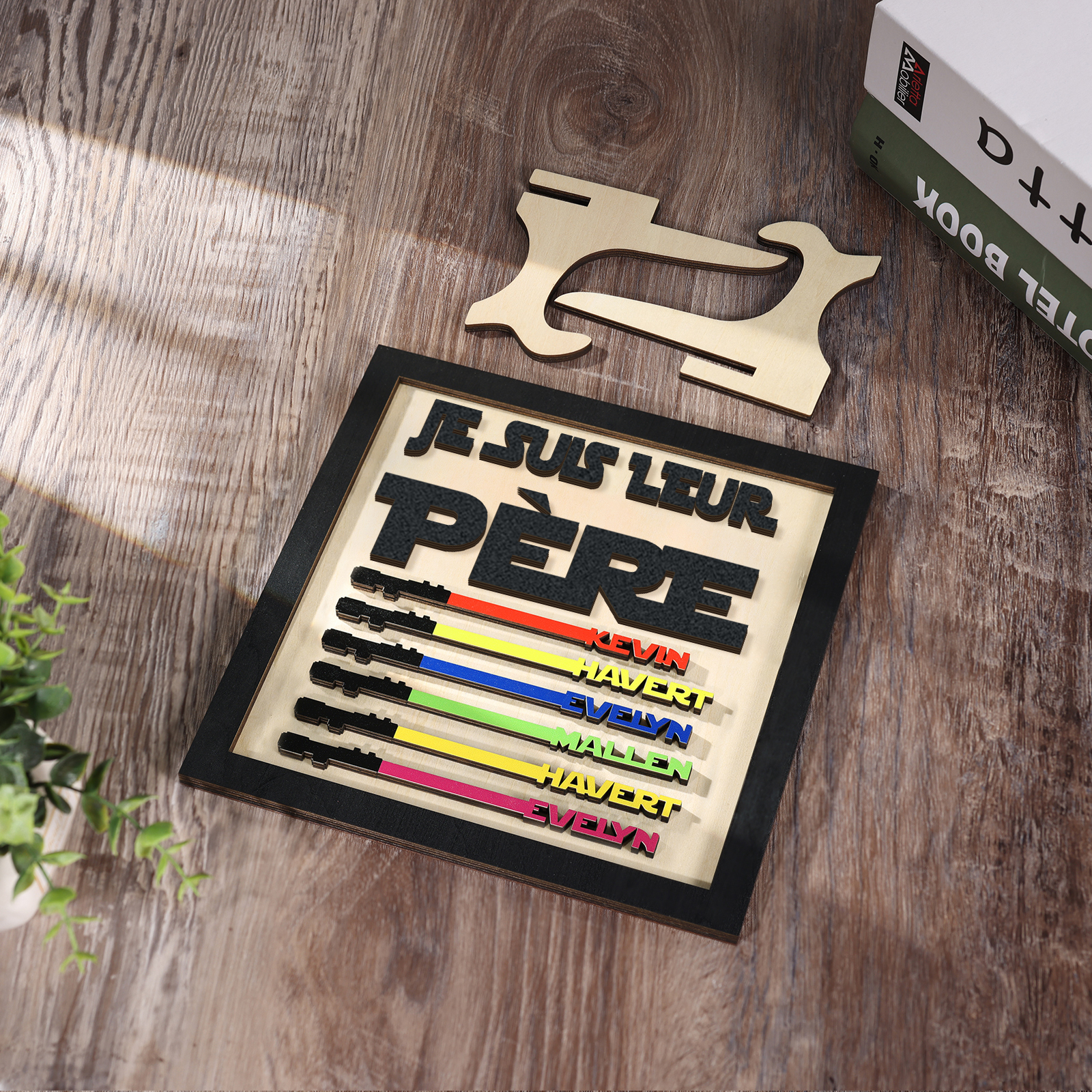 À mon Papa - Décoration en bois 6 Prénoms Personnalisés Ornement pour Père