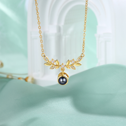 Collier Pendentif Feuille de Projection Photo Personnalisée