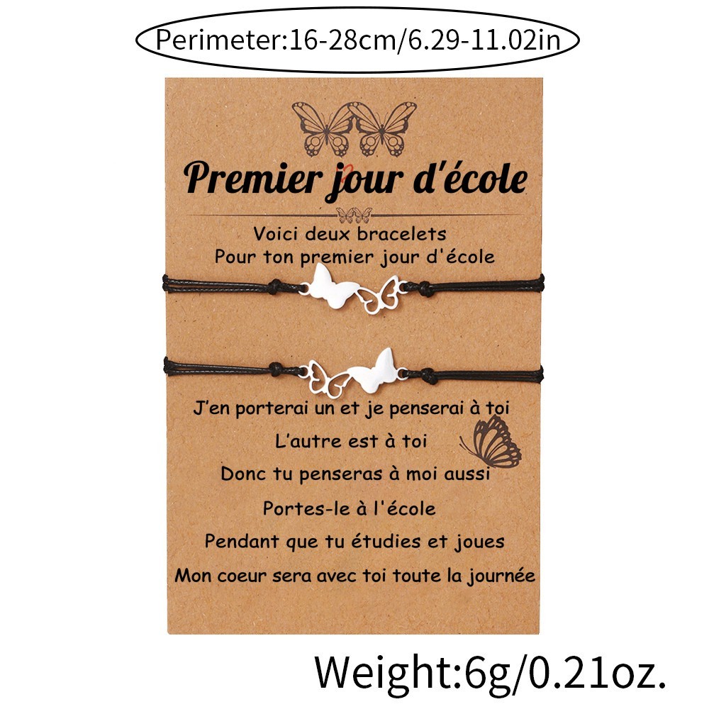 2PCS Ensemble de Bracelets Papillon Bracelet en Commun Cadeau Rentrée Scolaire Premier jour d’école｜Jessemade