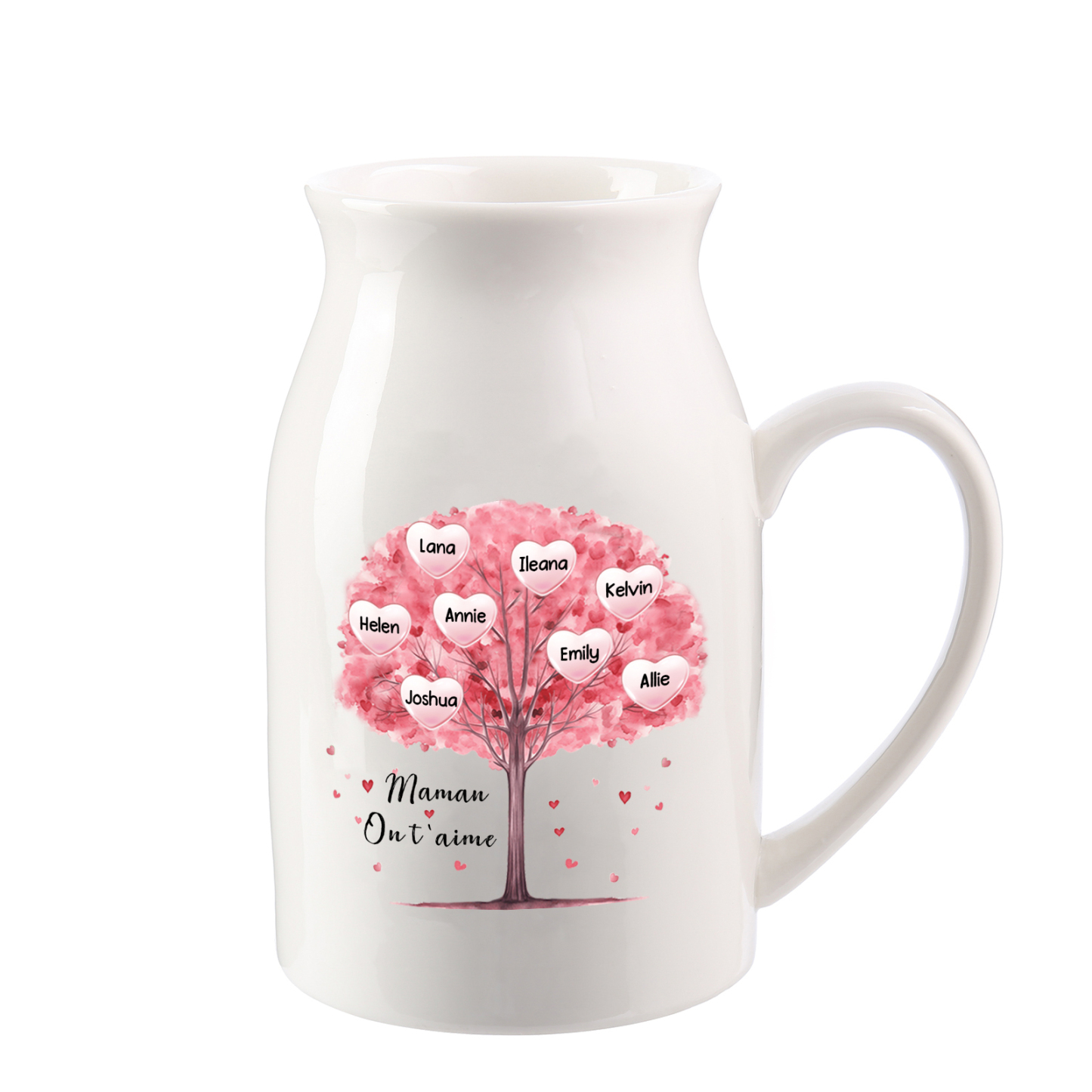 Vase à Fleurs Arbre 8 Prénoms Personnalisés avec Texte Décoration de la Maison