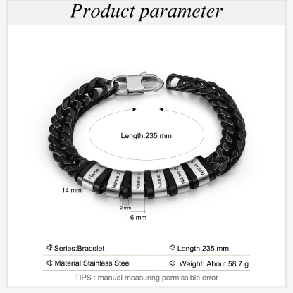 Bracelet Gourmette en acier inoxydable 6 Prénom Personnalisé Bracelet Homme