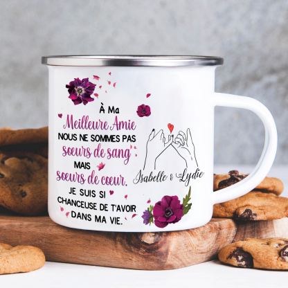 À Ma Meilleure Amie - Tasse émaillée promesse de petit doigt 2 Prénoms Personnalisés