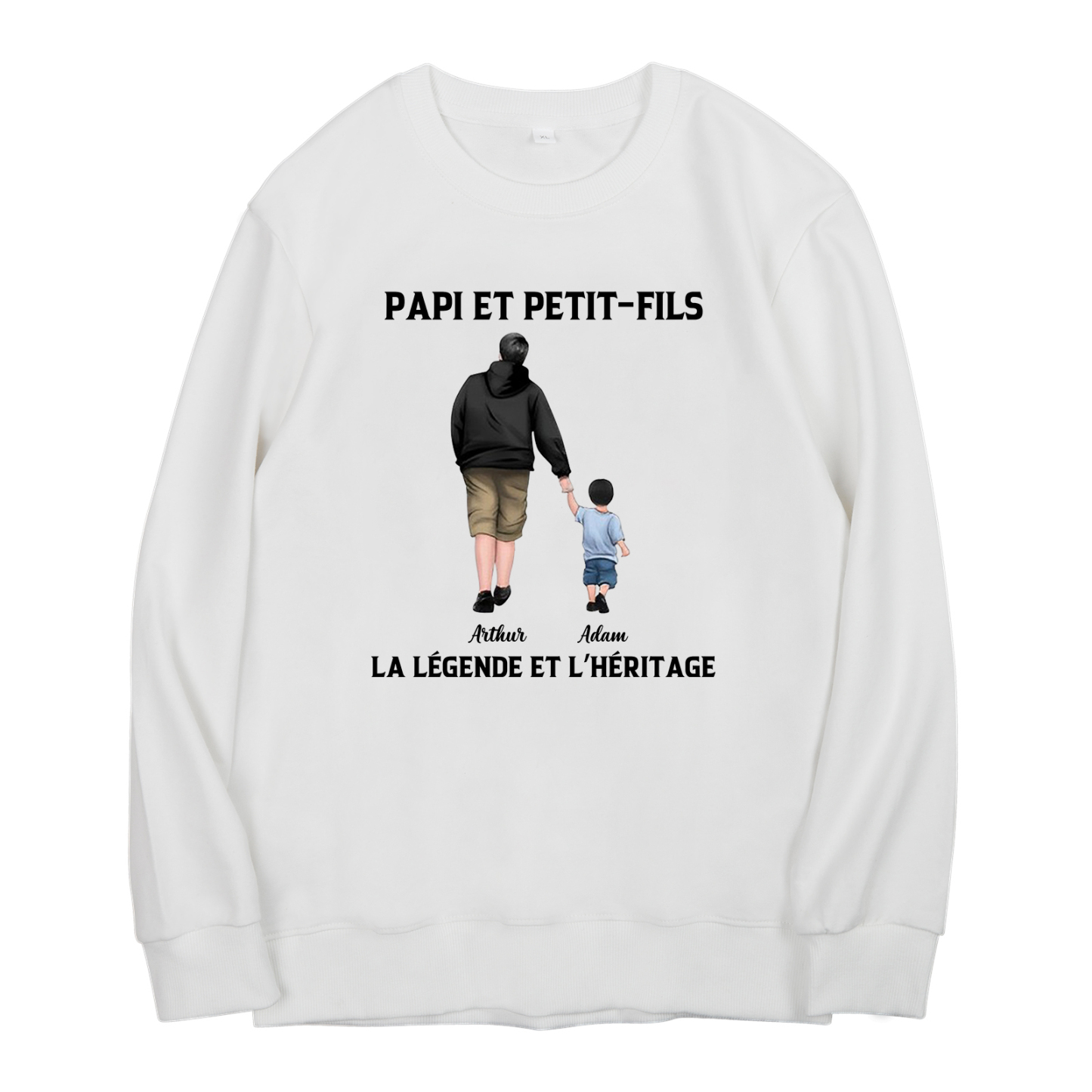 À mon Papi - Sweat-Shirt Papi et Petit-Fils 2 Prénoms Personnalisés