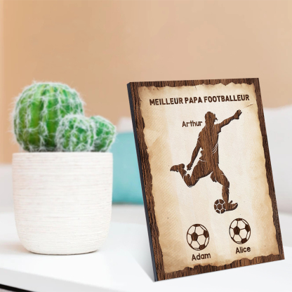 À Mon Papa-Cadre en Bois Football 3 Prénoms Personnalisés