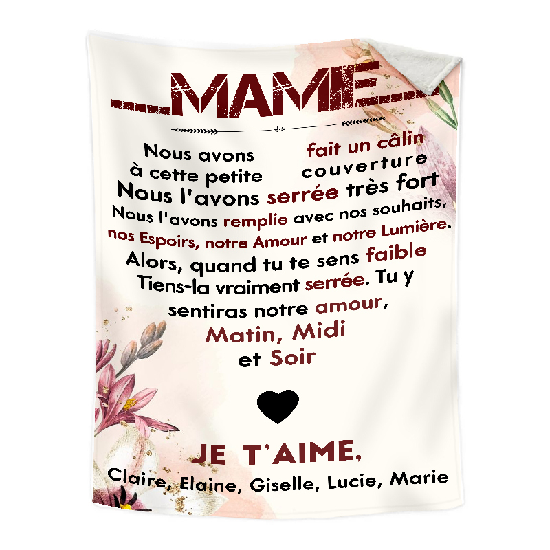 À ma Mamie - Couverture Plaids Polaire 1 Texte Personnalisé