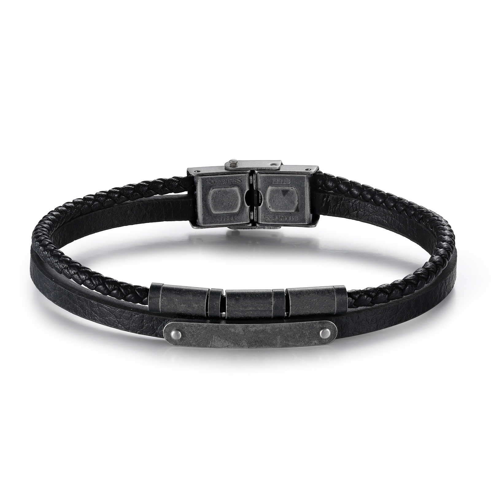 Bracelet Cuir 2-5 Préoms Personnalisés avec Texte pour Homme