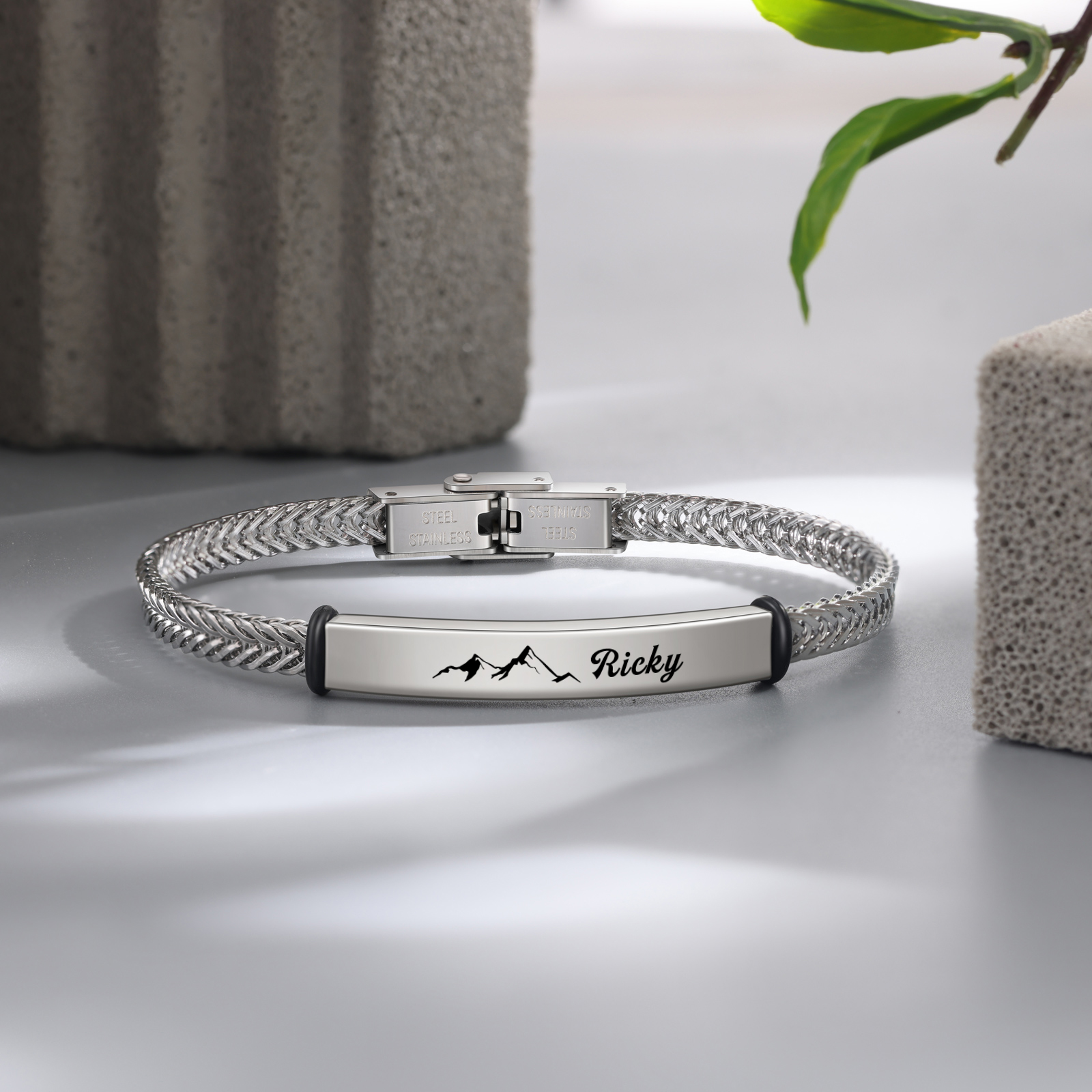 Bracelet inox 1 Prénom Personnalisé pour Homme