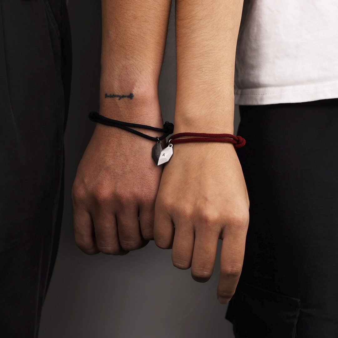 2PCS Bracelet Initiale corde 2 lettres personnalisées pour couple｜Jessemade