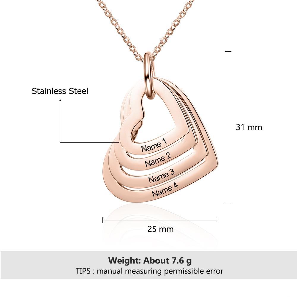 Collier Prénom Gravé Personnalisé 4 Coeurs