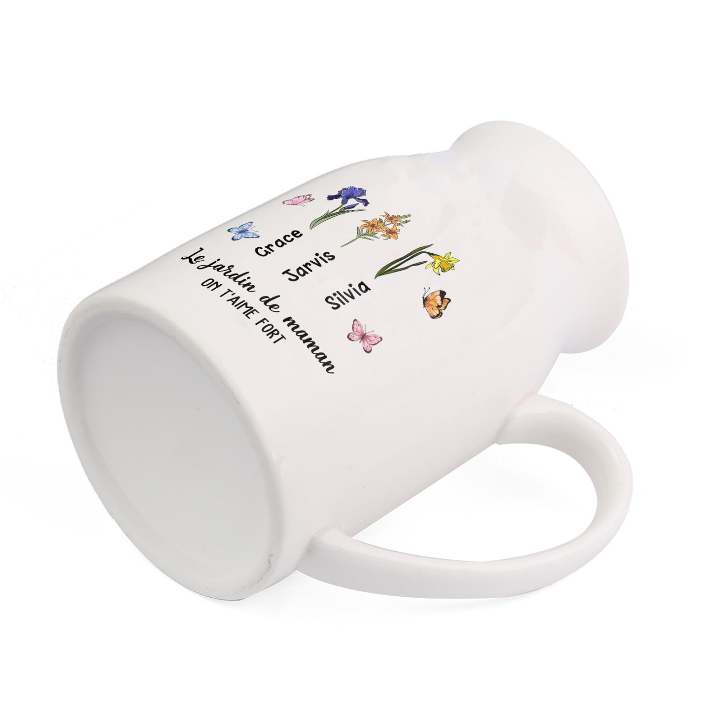 Vase à Fleurs Papillon 3 Prénoms et Fleurs de Naissance Personnalisés avec 2 Textes Décoration de la Maison