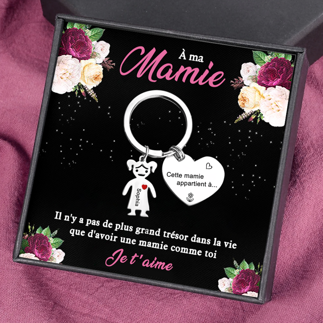 À Ma Mamie - Porte-Clés 1 Prénom Personnalisé Avec Breloques 1 Enfant