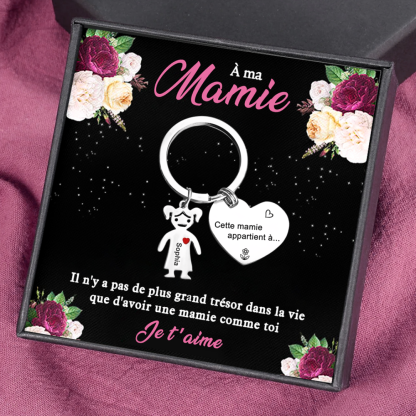 À Ma Mamie - Porte-Clés 1 Prénom Personnalisé Avec Breloques 1 Enfant