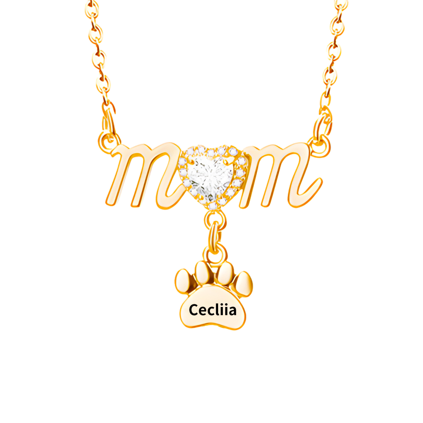 Collier Pendentif Petite Patte 1 Prénom Personnalisé Collier pour Maman
