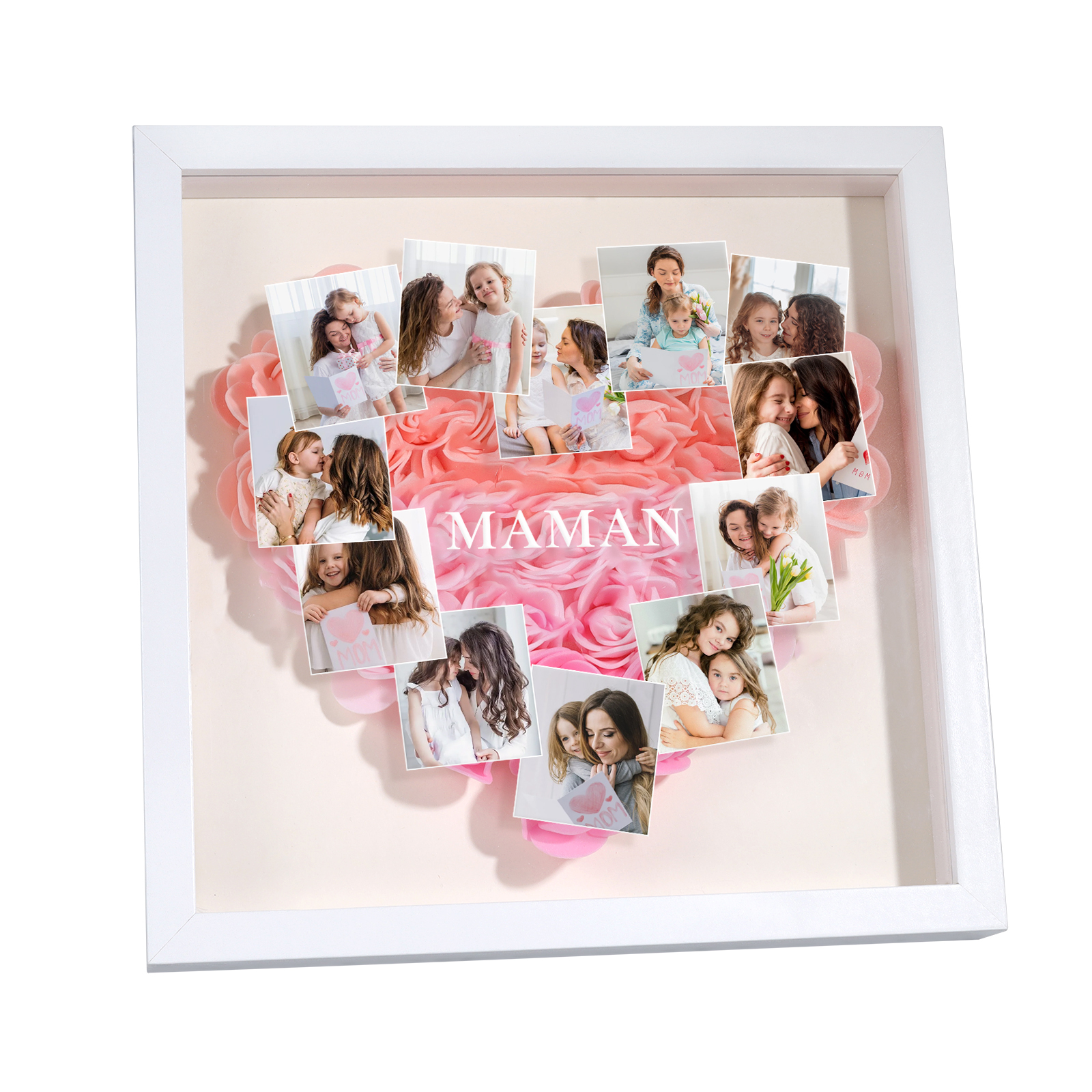 À ma Maman - Cadre Panneau de densité 12 Photos et 1 Texte Personnalisés Ornements Floral pour Famille