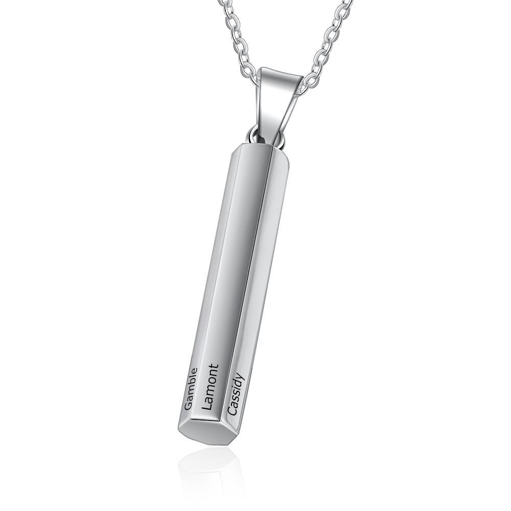Collier Barre Verticale 6 Prénoms  Gravés Personnalisés