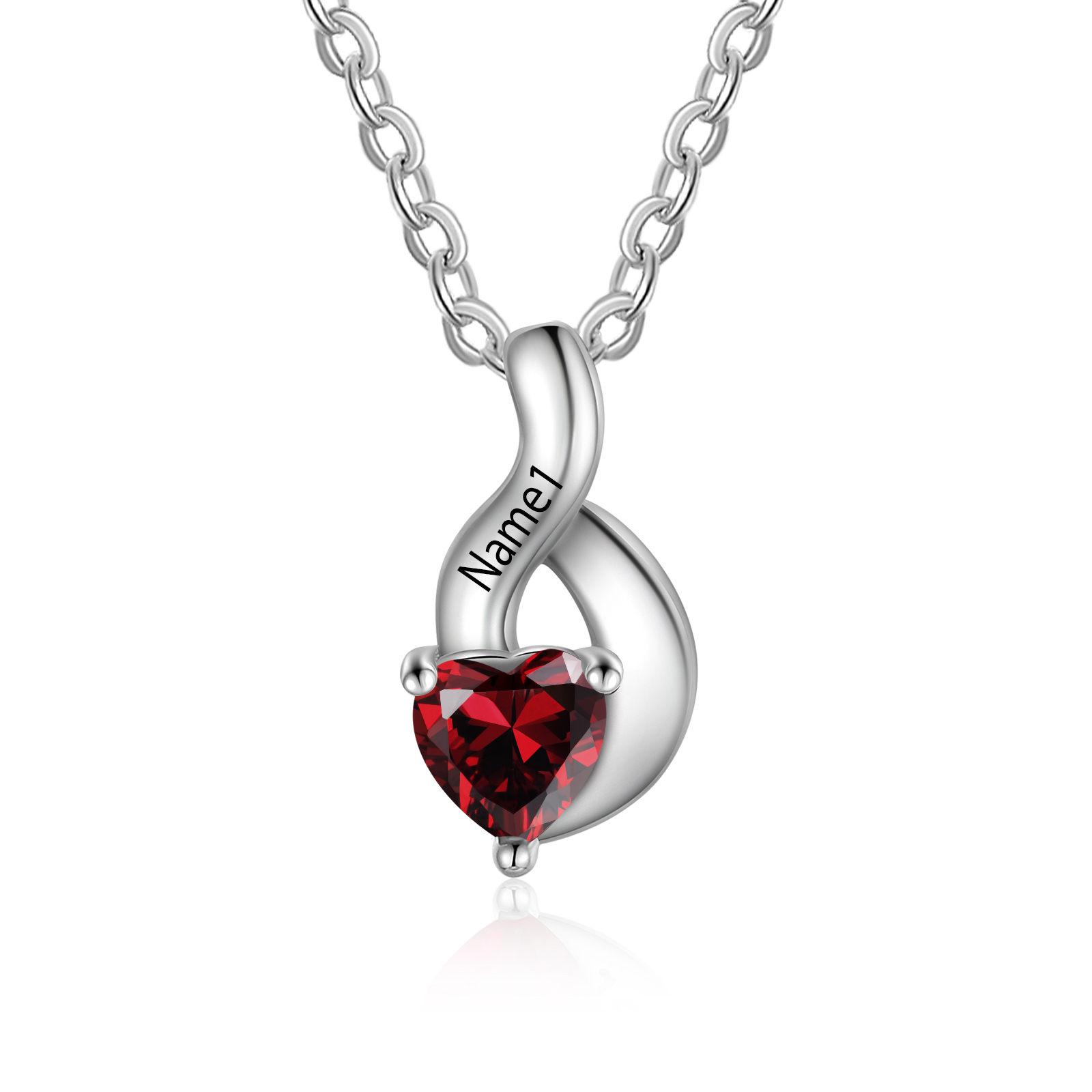 Collier DNA Cœur 1 Prénom Personnalisé avec Pierres de naissance pour Femme