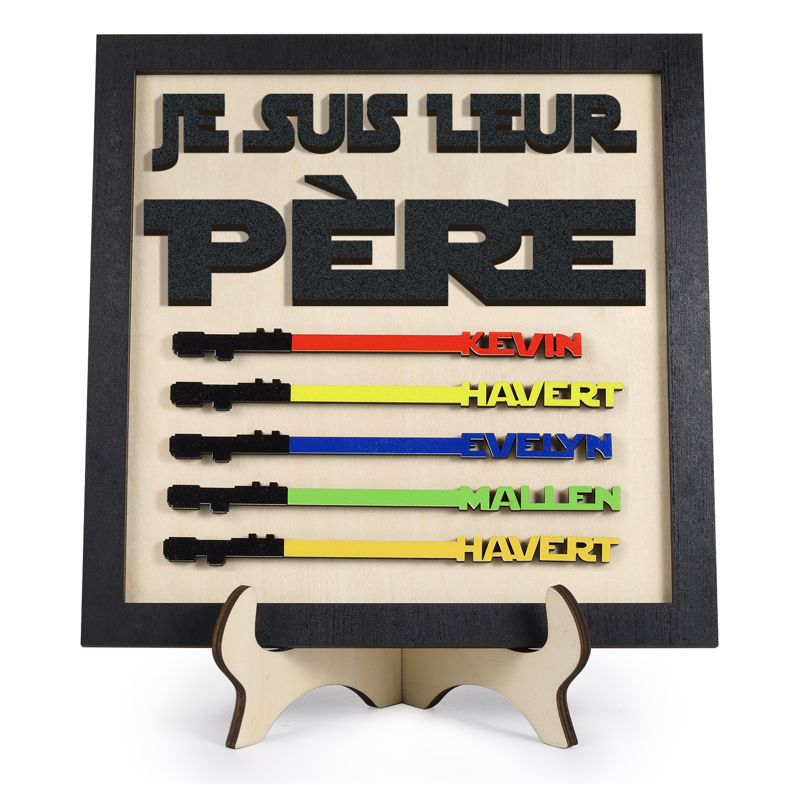 À mon Papa - Décoration en bois 5 Prénoms Personnalisés Ornement pour Père