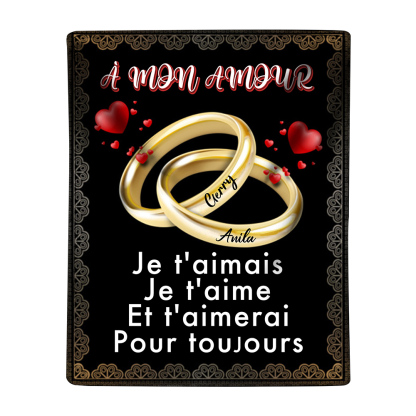 À mon Amour - Plaid Personnalisé Bague 2 Prénoms Personnalisés Couverture en Flanelle pour Couple  | Jessemade
