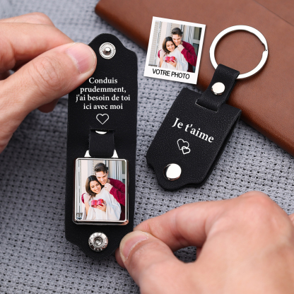 Porte-Clés Cuir Texte et Photo Personnalisés | Jessemade