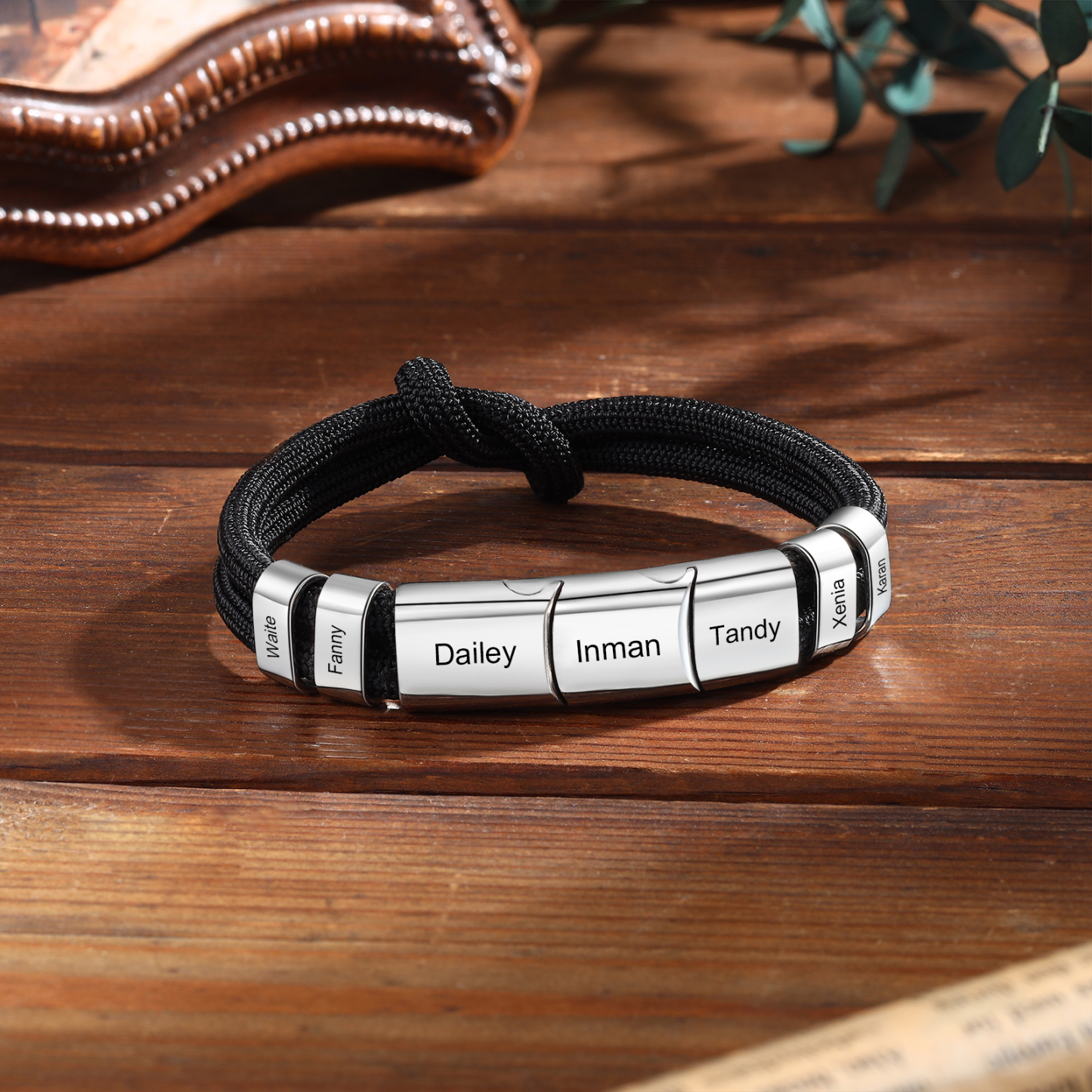 Bracelet Nœud 7 Prénoms Personnalisés pour Hommes