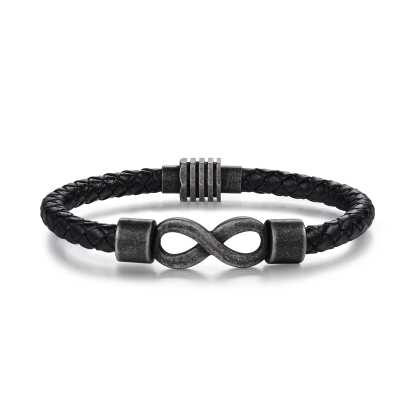 2-5 Noms Bracelet Infini Vintage Personnalisés avec Texte Bracelet Homme