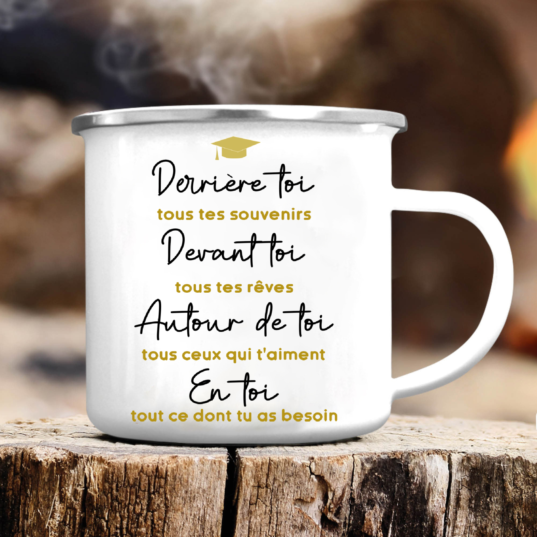 Tasse émaillée Diplômé 1 Prénom et Photo Personnalisés avec Année Cadeau de remise des diplômes